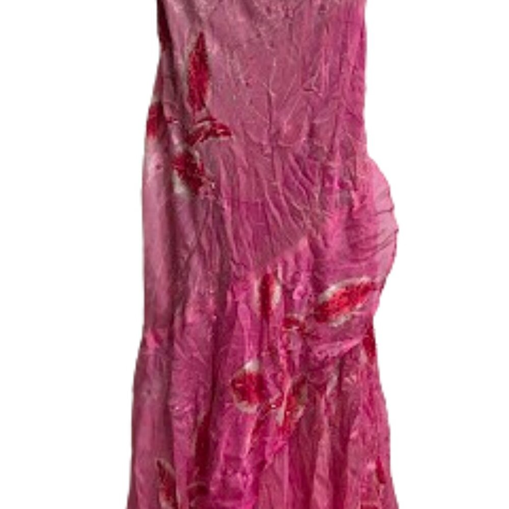 STUNNING Vintage Y2K Sue Wong Beaded Silk Floral Maxi Pink Dress RARE!!! Sz 8 - Picture 4 of 10